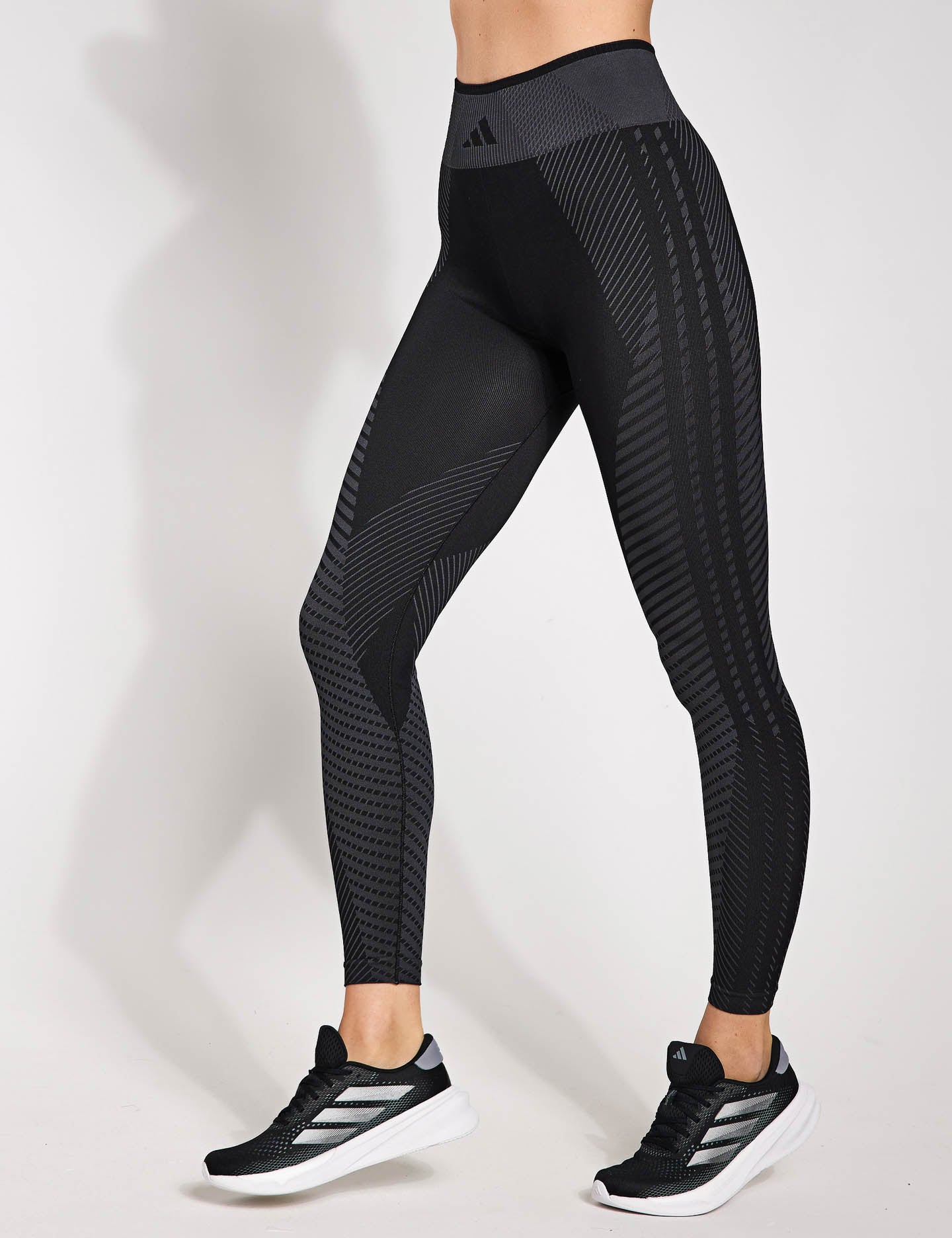 adidas Knitted Training 7/8 Leggings Black/Grey The Sports Edit