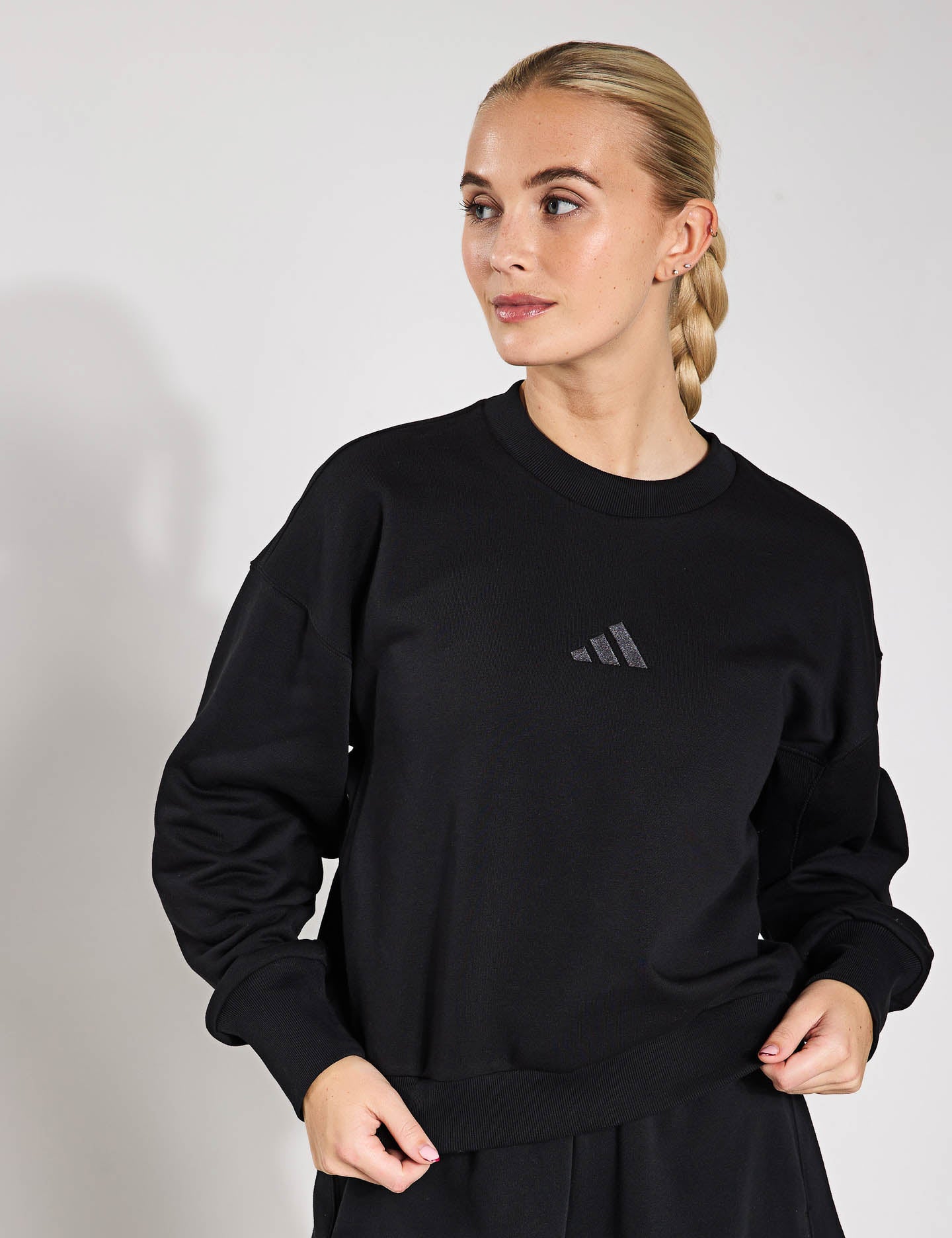 adidas ALL SZN Fleece Loose Sweatshirt Black The Sports Edit