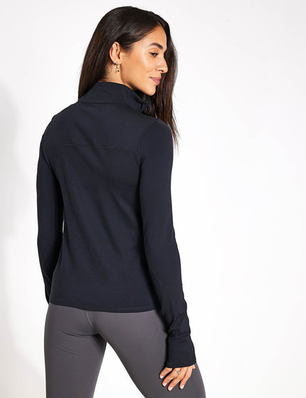 Girlfriend Collective ReSet Mock Neck Half Zip - Blackimages2- The Sports Edit