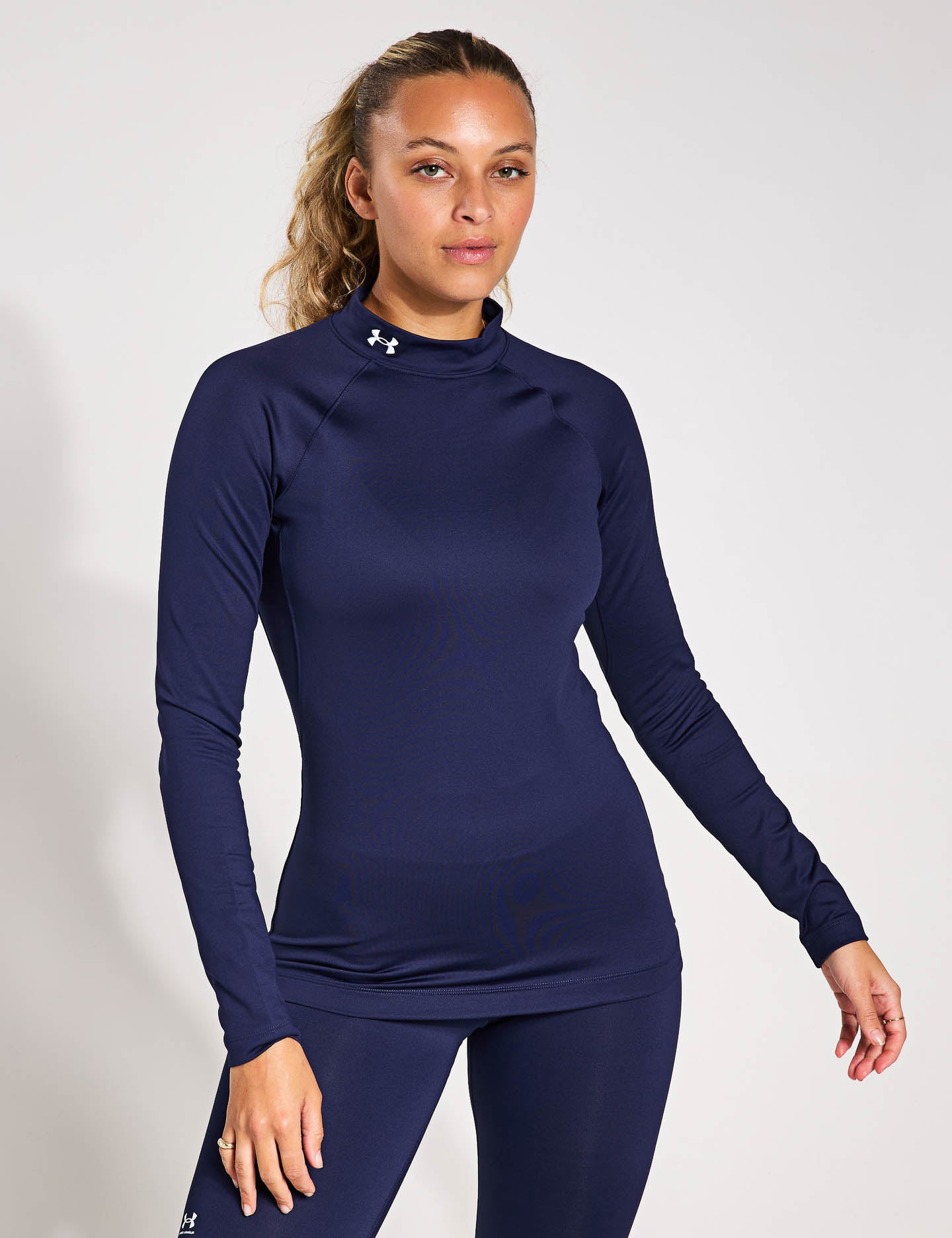Under Armour ColdGear Authentics Mock Neck Navy The Sports Edit