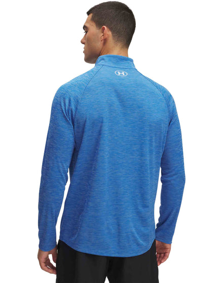 Under Armour Tech Textured 1/2 Zip - Blue Atlantis/Whiteimages2- The Sports Edit