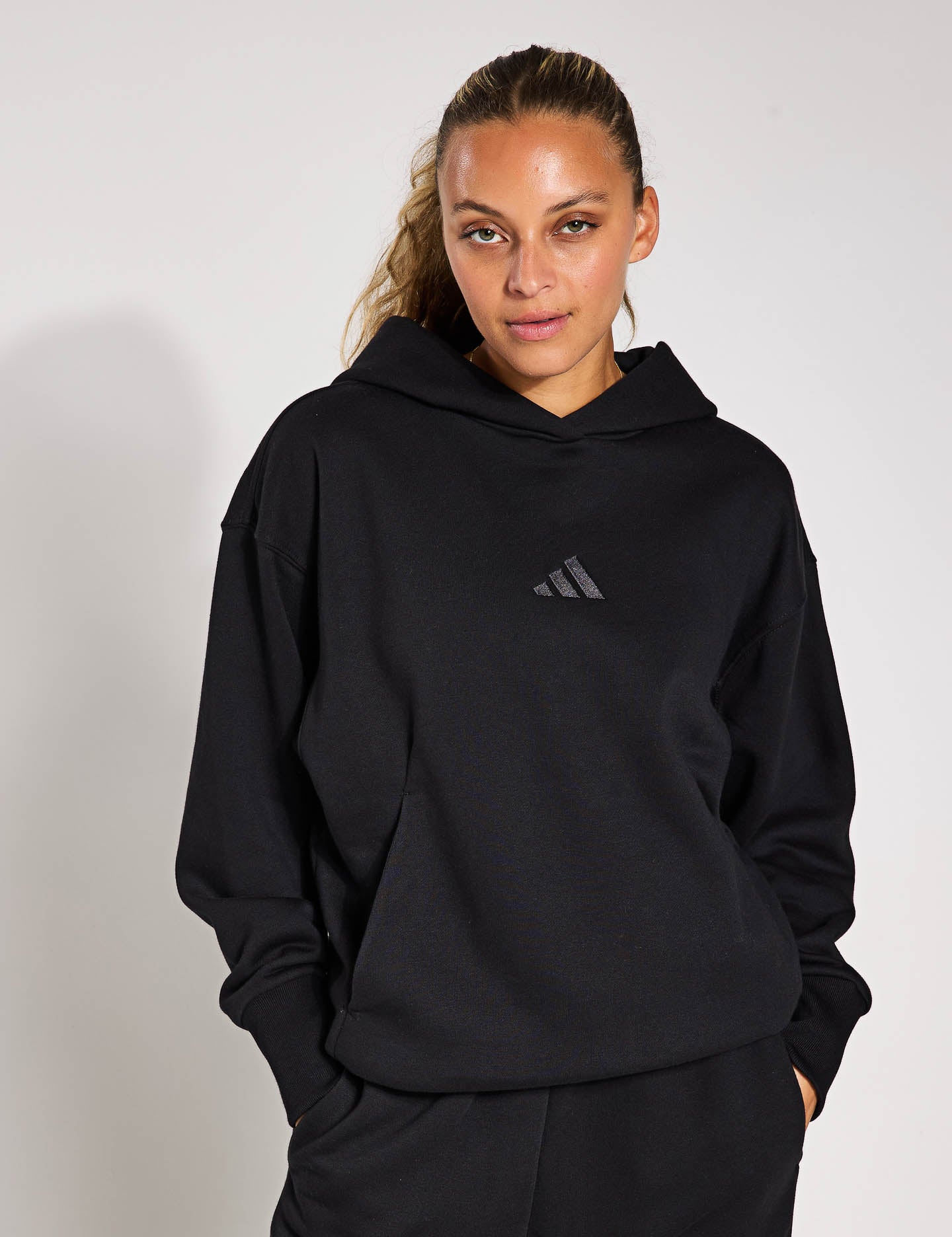 adidas ALL SZN Fleece Loose Hoodie Black The Sports Edit
