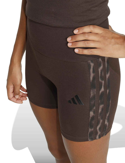 adidas Seasonal Essentials Leopard Print Biker Shorts with 3-Stripes - Aurora Coffee/Multicolorimages2- The Sports Edit