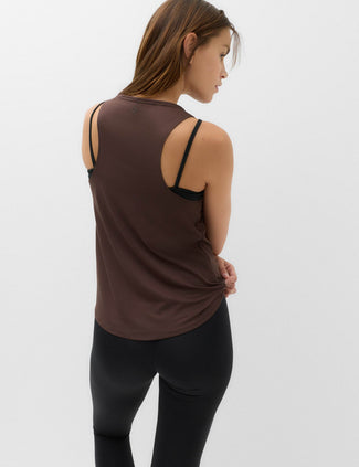 Go Balance Scoop Neck Relaxed Vest Top - Dark Chocolate Go Balance Scoop Neck Relaxed Vest Top - Dark Chocolate