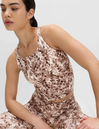 Go Balance Strappy Back Crop Vest Top - Cream Mix Go Balance Strappy Back Crop Vest Top - Cream Mix