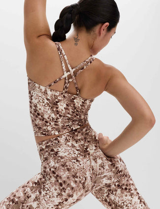 Go Balance Strappy Back Crop Vest Top - Cream Mix Go Balance Strappy Back Crop Vest Top - Cream Mix