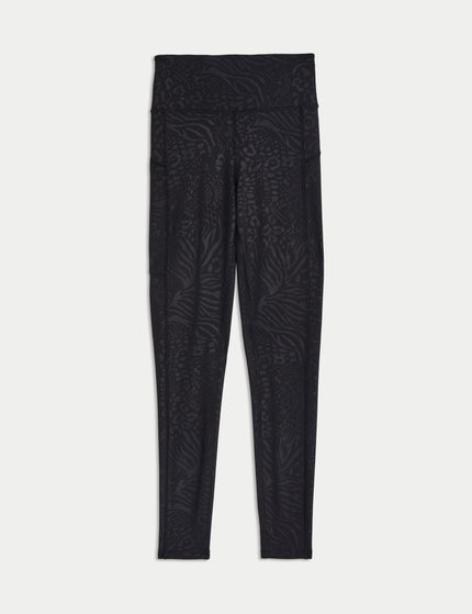 Goodmove Go Move Printed Embossed High Waisted Gym Leggings - Blackimages8- The Sports Edit