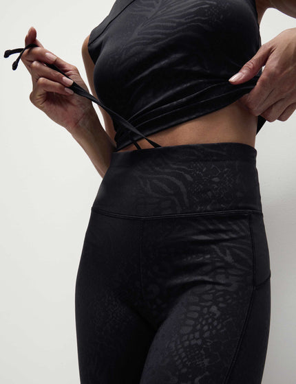 Goodmove Go Move Printed Embossed High Waisted Gym Leggings - Blackimages2- The Sports Edit
