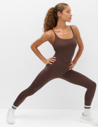 Shine Strappy Back Light As Air Fitted Bodysuit - Dark Chocolate Shine Strappy Back Light As Air Fitted Bodysuit - Dark Chocolate