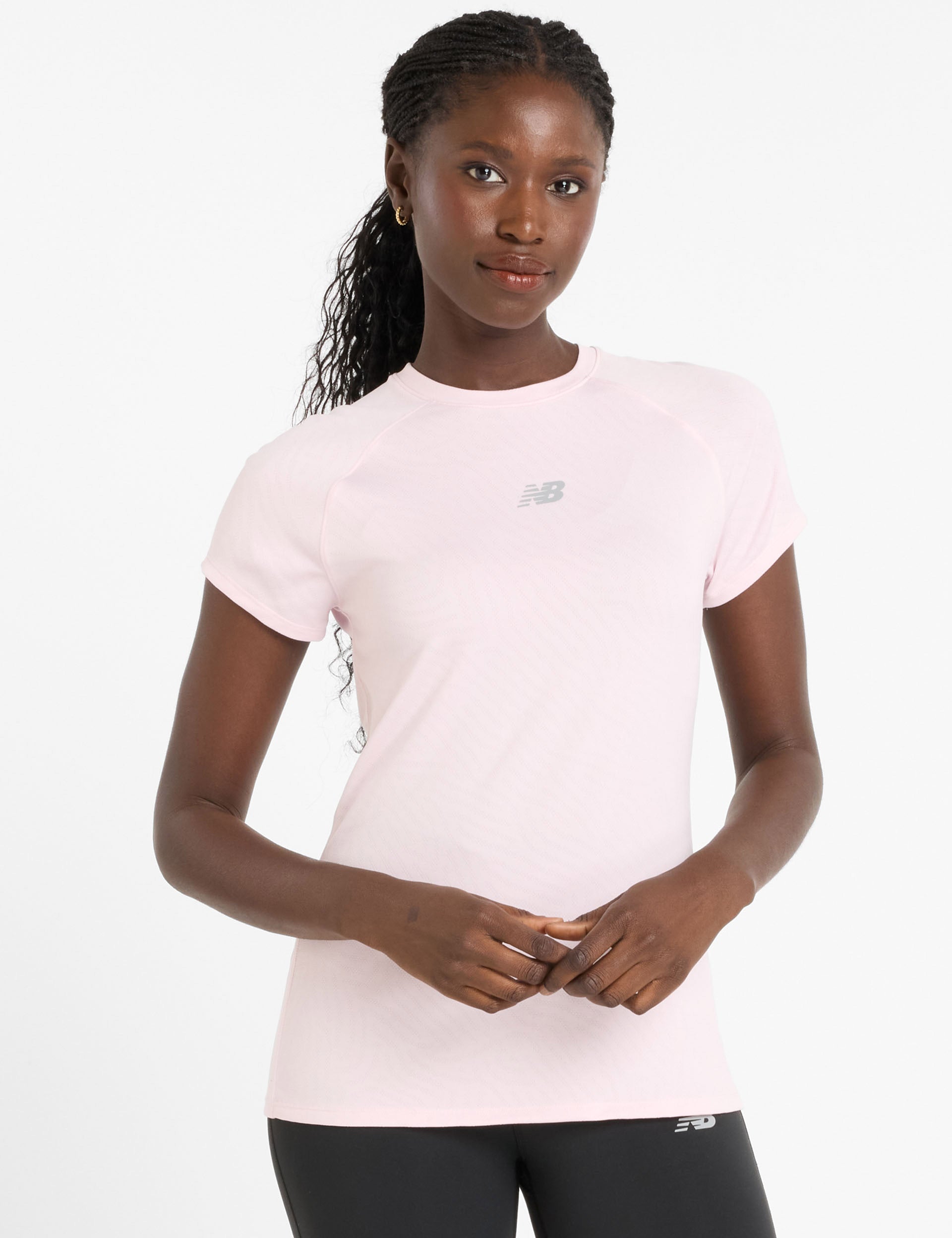 New Balance Jacquard Slim T-Shirt Rose Sugar The Sports Edit
