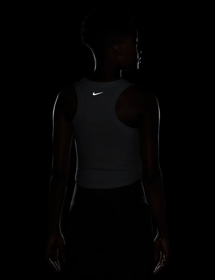 Nike One Fitted Dri-FIT Cropped Tank Top - White/Blackimages4- The Sports Edit