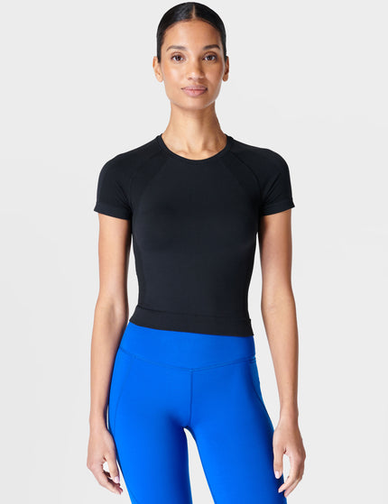Sweaty Betty Athlete Crop Seamless Gym T-Shirt - Blackimages1- The Sports Edit