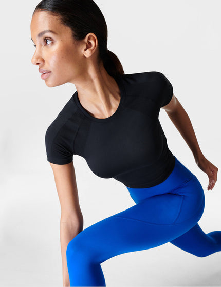 Sweaty Betty Athlete Crop Seamless Gym T-Shirt - Blackimages2- The Sports Edit