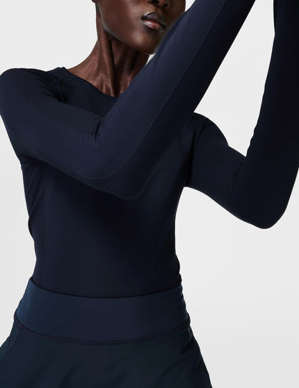 Sweaty Betty Athlete Seamless Workout Long Sleeve Top - Navyimages3- The Sports Edit