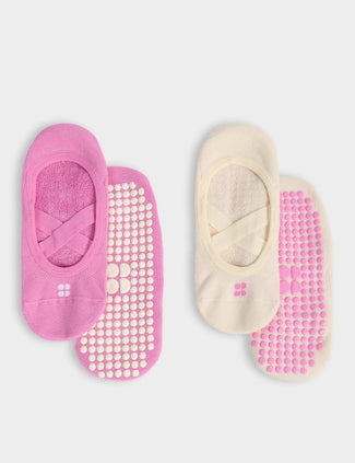 Ballet Gripper Socks 2 Pack - Guava Pink/Coconut Cream Ballet Gripper Socks 2 Pack - Guava Pink/Coconut Cream