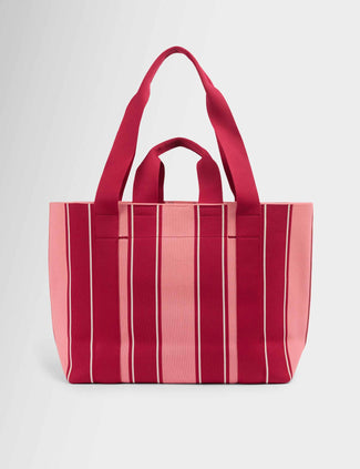 Knitted Stripe Bag - Melrose Pink/Crimson Red Stripe Knitted Stripe Bag - Melrose Pink/Crimson Red Stripe