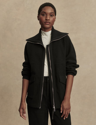 Eleanor Patch Pocket Fleece - Black Eleanor Patch Pocket Fleece - Black