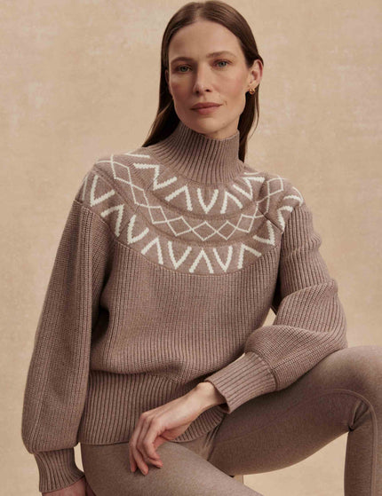 Varley Marcie Fair Isle Yoke Knit - Light Taupe Marlimages4- The Sports Edit