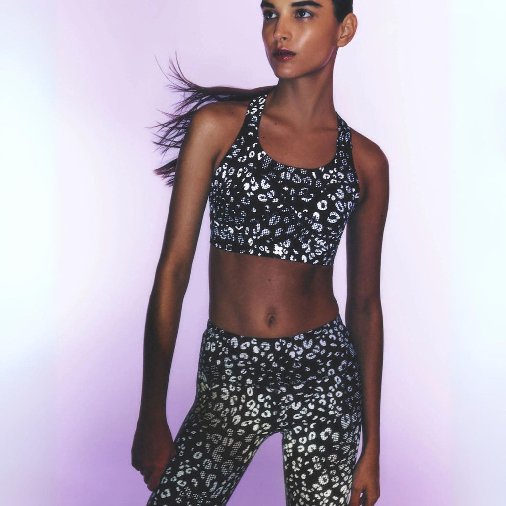 Nike Training Swoosh Dri-FIT leopard print cross back medium