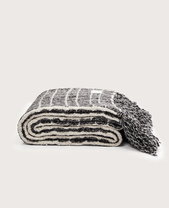 Lindsey Check Knit Scarf - Charcoal Marl