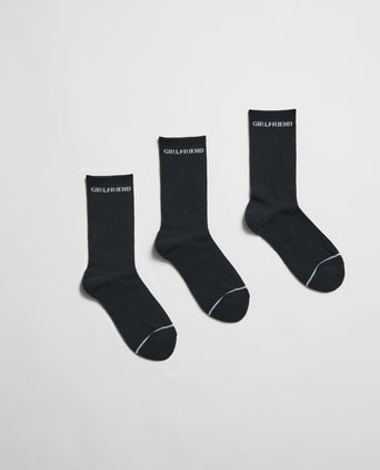 Crew Sock 3 Pack - Black