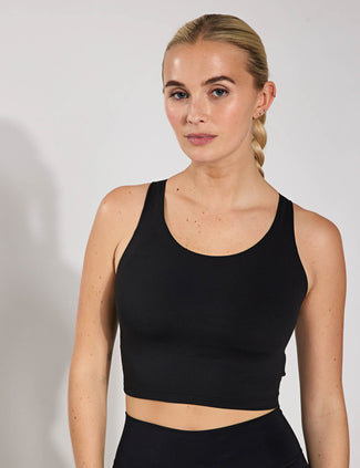 All Me Medium-Support Long Line Bra Tank Top - Black