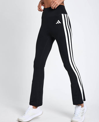 Optime Essentials 3-Stripes Flared Leggings - Black/White