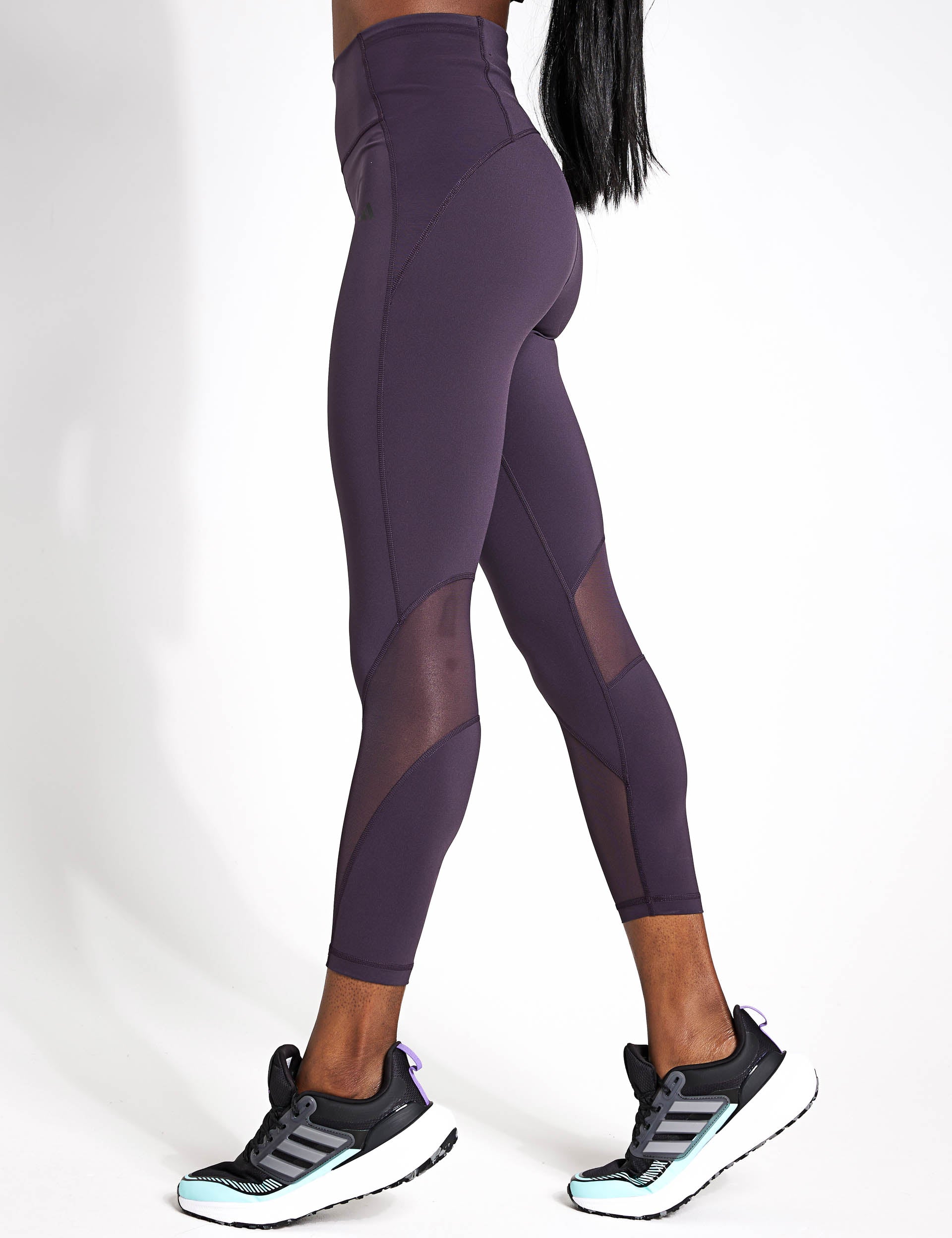 Lululemon Run Inspire Crop Activewear Compression Leggings Black/Purple  Stripes - Athletic apparel
