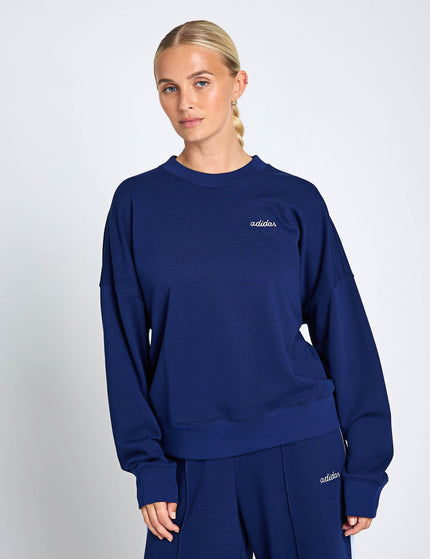 adidas Seasonal Essentials Colorpop Sweatshirt with Embroidered Graphic - Dark Blue/Whiteimages1- The Sports Edit