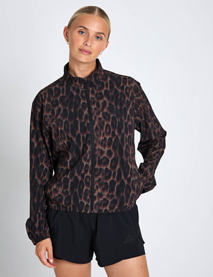 adidas Workout Essentials Leopard Woven Jacket - Earth Strata/Blackimages1- The Sports Edit