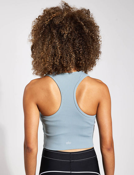Alo Yoga Goddess Ribbed Cropped Racerback Tank - Cosmic Greyimages2- The Sports Edit