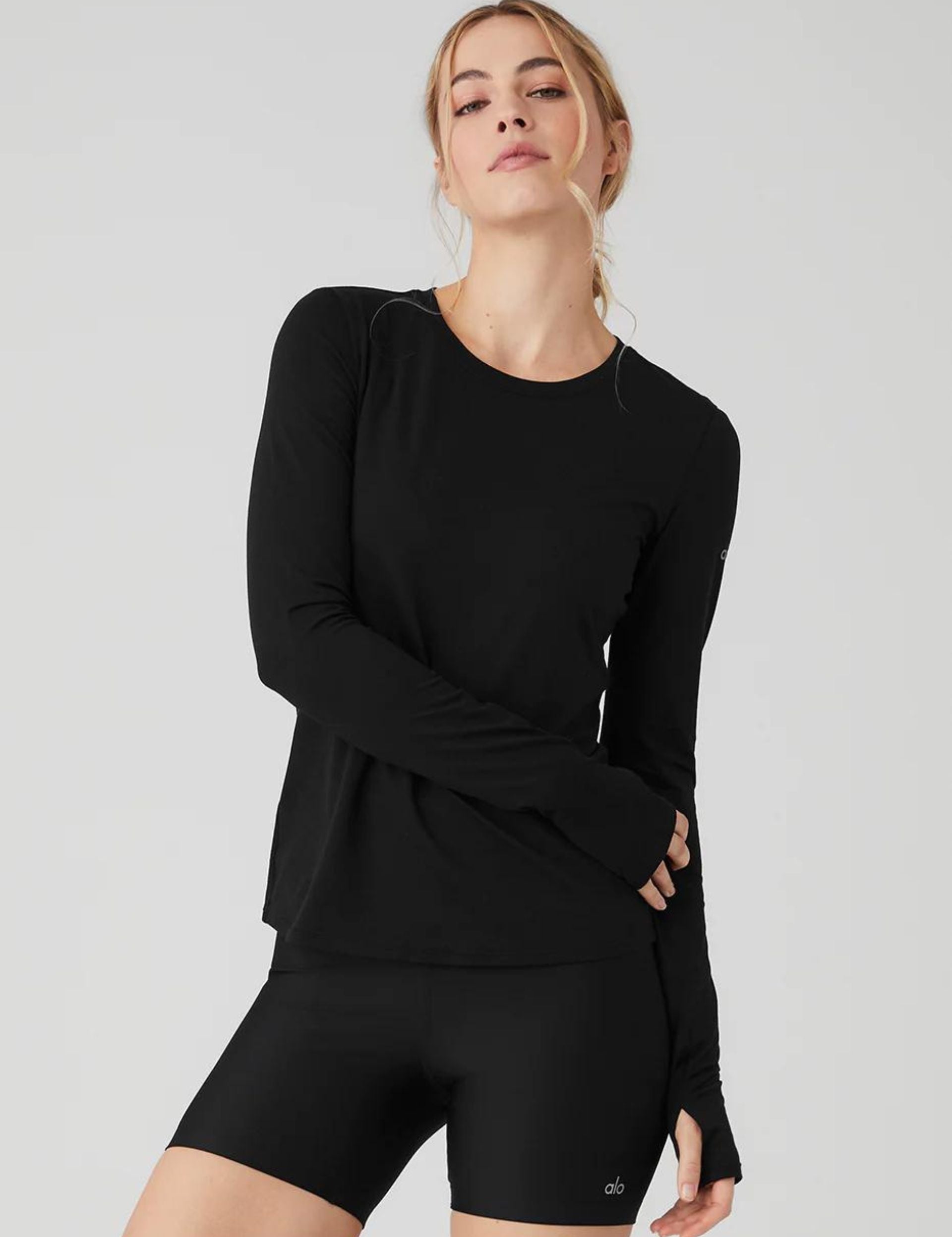 Alo Yoga® Alosoft Finesse Long Sleeve Top - Dark Heather Grey