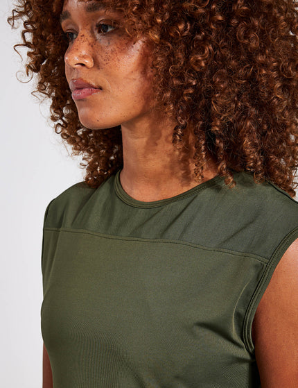 BORN Sira Mesh Tank - Dark Oliveimages3- The Sports Edit