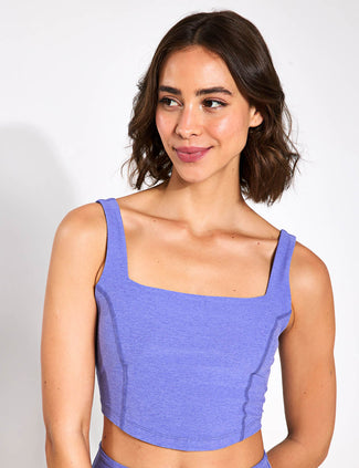 Spacedye Make Plans High Cropped Tank - Indigo Heather