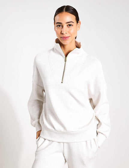 Varley Hawley Half Zip Sweat - Ivory Marlimages1- The Sports Edit