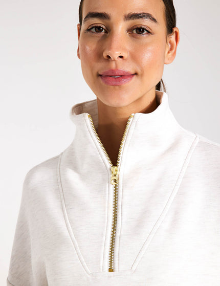 Varley Hawley Half Zip Sweat - Ivory Marlimages3- The Sports Edit