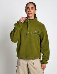 Columbia | Helvetia II Crop Sherpa Half Snap - Green | The Sports Edit