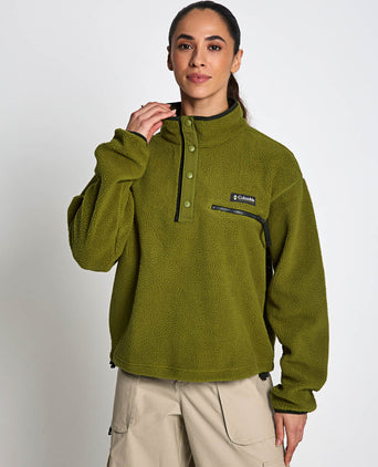 Helvetia II Cropped Sherpa Half Snap Fleece - Mossy Green