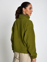 Columbia | Helvetia II Crop Sherpa Half Snap - Green | The Sports Edit