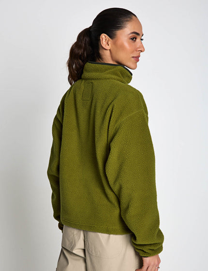 Columbia Helvetia II Cropped Sherpa Half Snap Fleece - Mossy Greenimages2- The Sports Edit