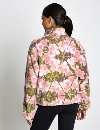 Helvetia II Cropped Sherpa Half Snap Printed Fleece - Pink Agate/Florascope