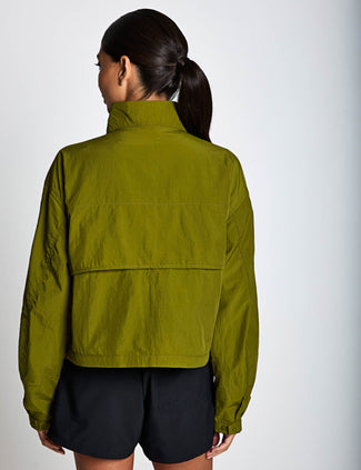 Paracutie Cropped Cargo Windbreaker - Mossy Green