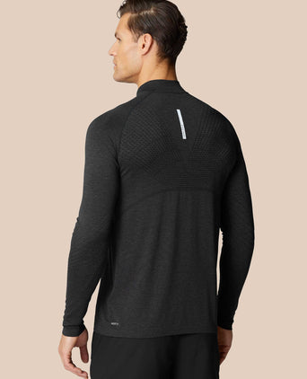 Seamless 1/4 Zip Long Sleeve Top - Black/White