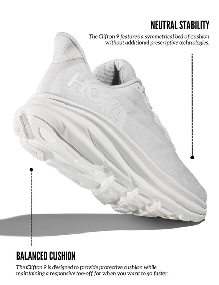 HOKA Clifton 9 - White/Whiteimages4- The Sports Edit