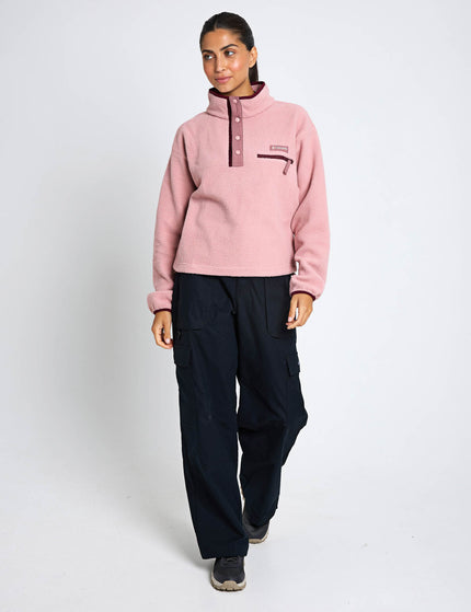 Columbia Helvetia II Cropped Sherpa Half Snap Fleece - Eraser Pink/Fig/Rich Wineimages4- The Sports Edit