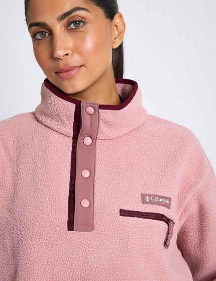 Columbia Helvetia II Cropped Sherpa Half Snap Fleece - Eraser Pink/Fig/Rich Wineimages3- The Sports Edit