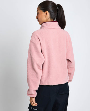 Helvetia II Cropped Sherpa Half Snap Fleece - Eraser Pink/Fig/Rich Wine