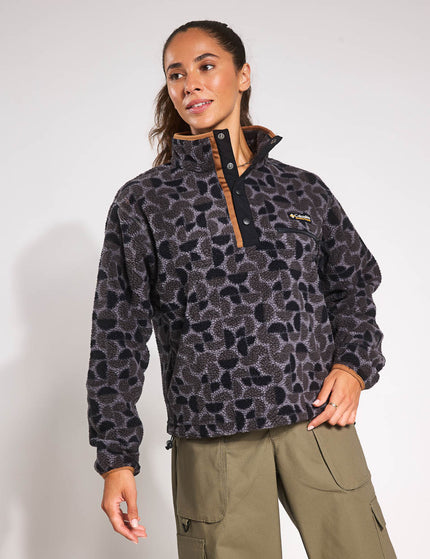 Columbia Helvetia II Cropped Sherpa Half Snap Printed Fleece - Black Retroscapeimages1- The Sports Edit