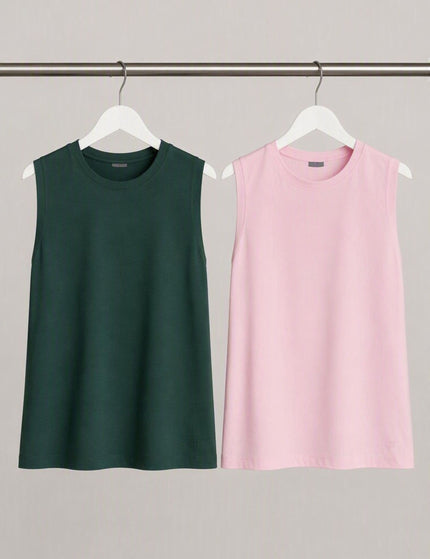 Sweaty Betty The Essential Sleeveless Vest Starter Set - Trek Green / Nerine Pinkimages1- The Sports Edit