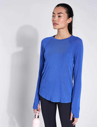 Scoop Neck Base Layer Fitted Top - Cornflower